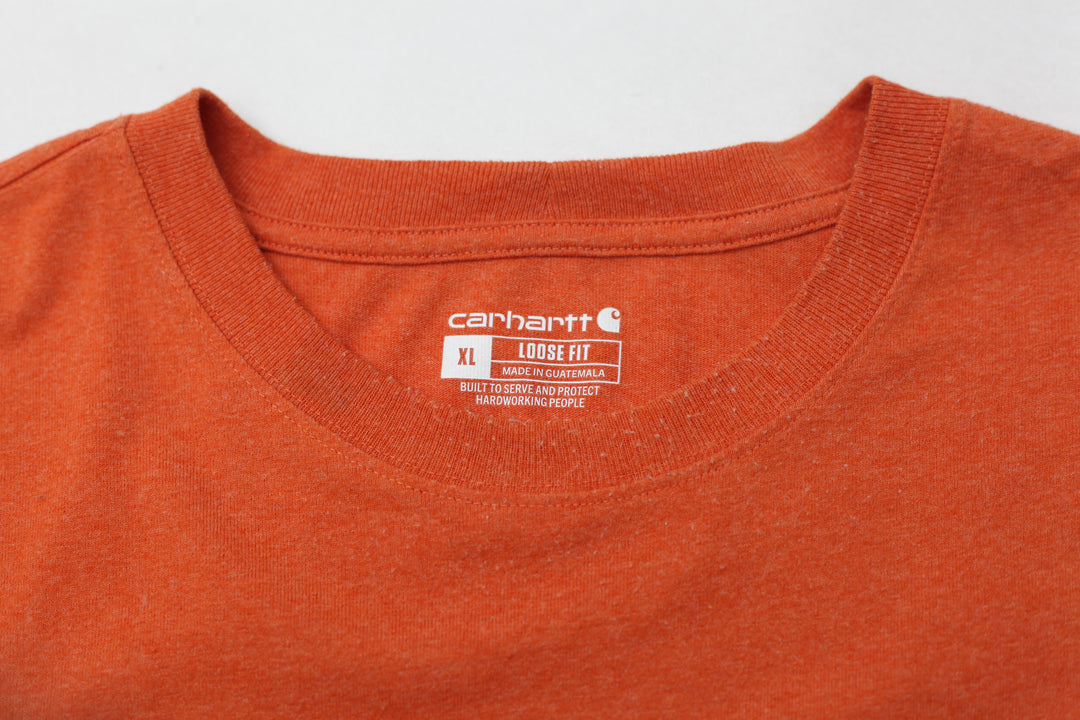 Mens Carhartt Loose Fit Pocket Workwear T-Shirt Orange XL