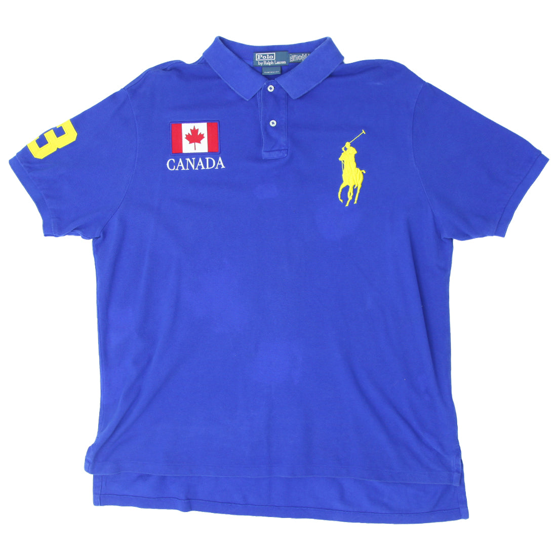 Mens Polo Ralph Lauren 3 Canada Collar T Shirt Fashion Rerun Vintage