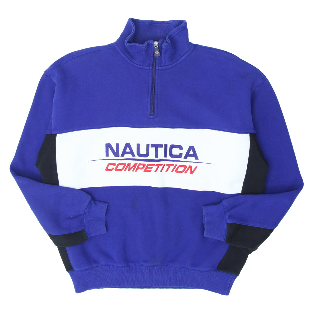 Nautica Competition Embroidered Quarter Zip Vintage Pull Over Sweatshirt Fashion Rerun Vintage