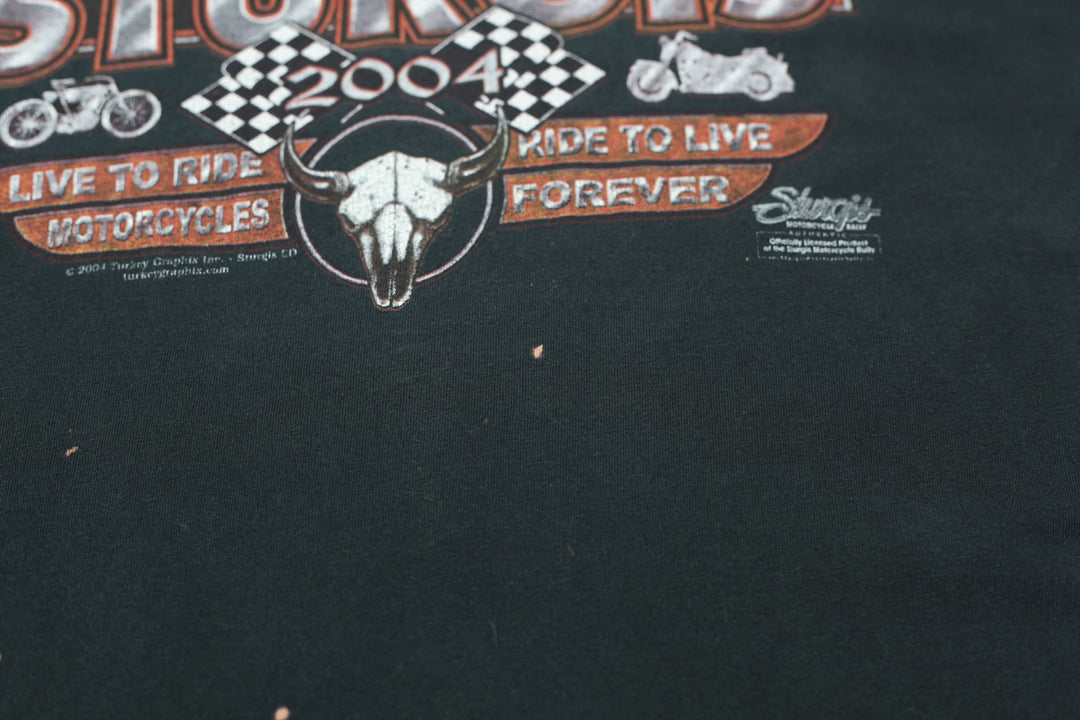 2004 Vintage Annual Legendary Sturgis 'Live To Ride Ride To Live' T-Shirt Black Hanes XL