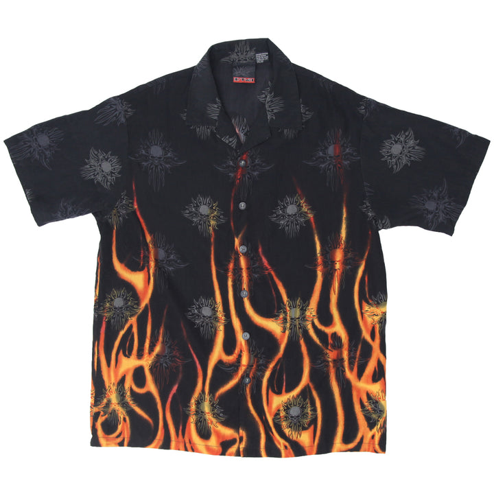 C-Two Button Down Skull Mens Black Shirt