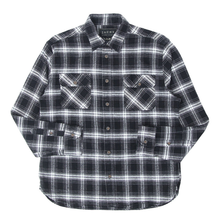 Mens Jachs New York Heavyweight Black & White Plaid Flannel Shirt