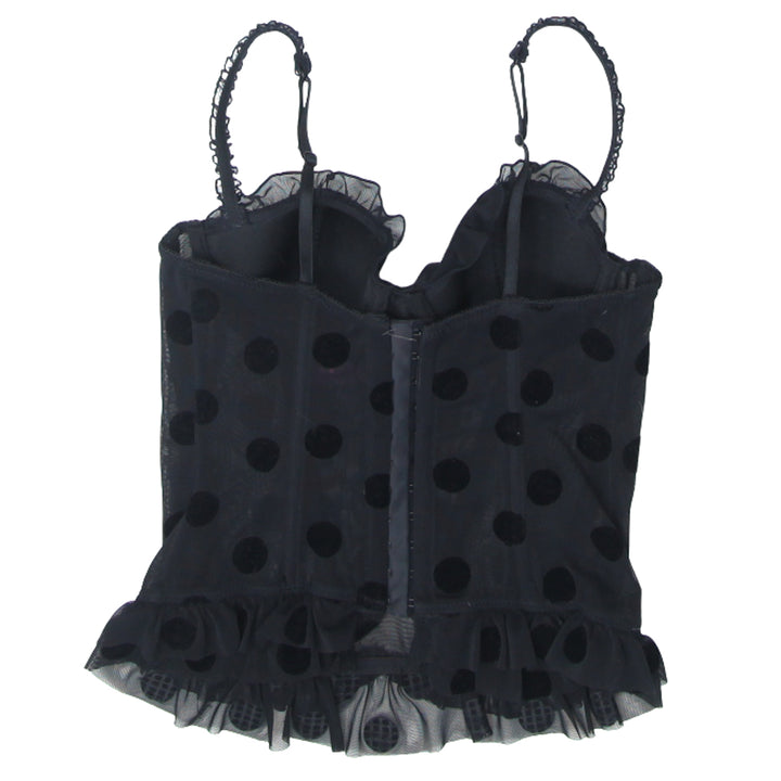 Ladies La Senza Black Net Polka Dot Corset