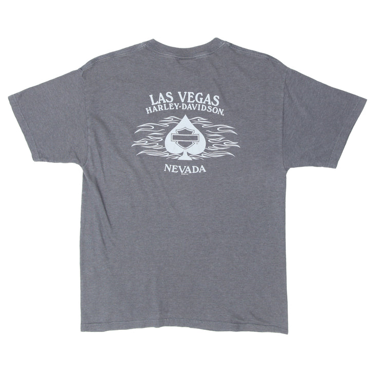 Mens Harley Davidson Las Vegas Nevada Biker T-Shirt Made in USA Gray Large