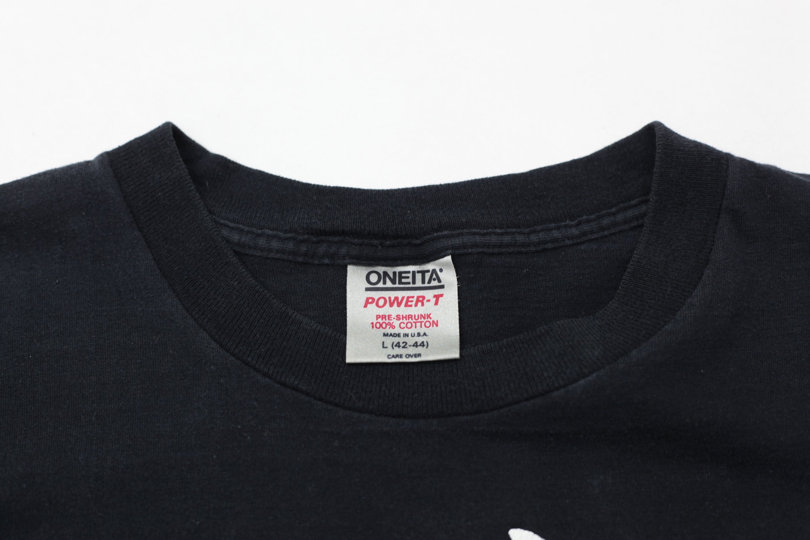 Vintage Abstract Print T Shirt Black Oneita Power T Large