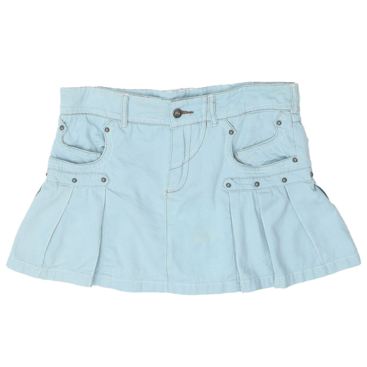 Ladies Buffalo Pleated Y2K Denim Mini Skirt