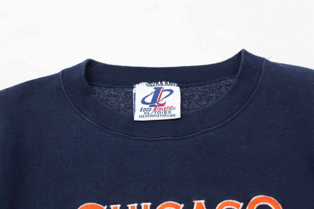 Vintage Logo Athletic Chicago Bears Embroidered Crewneck Sweatshirt Made In USA