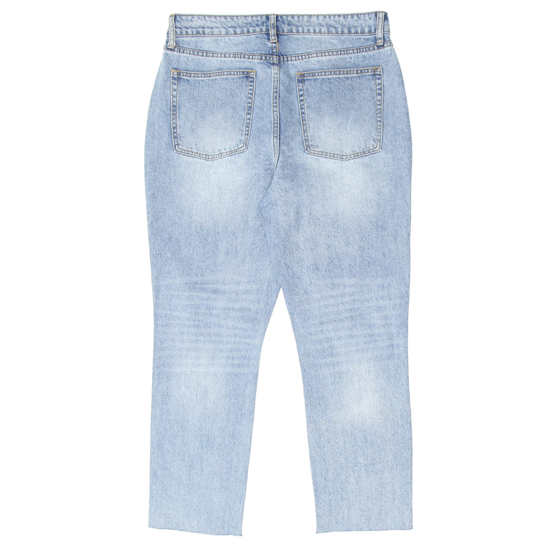 Ladies JustFab Button Fly Distressed Mom Denim Pants