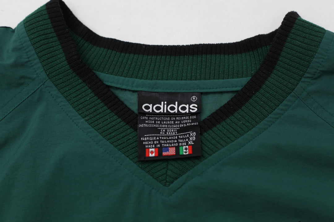 Vintage Adidas Logo Embroidered V-Neck Windbreaker Pullover