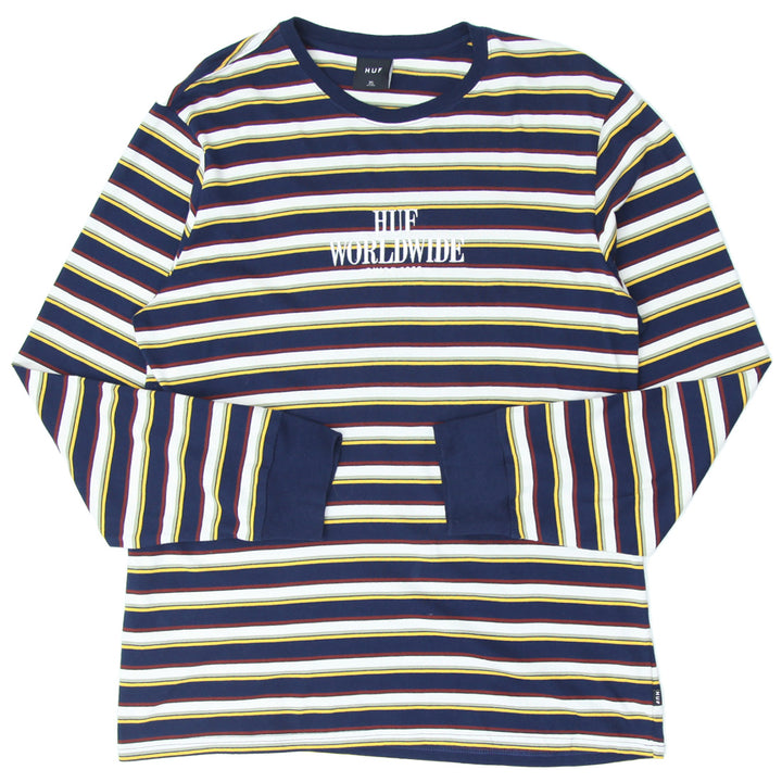 Mens HUF Worldwide Stripe Long Sleeve T-Shirt