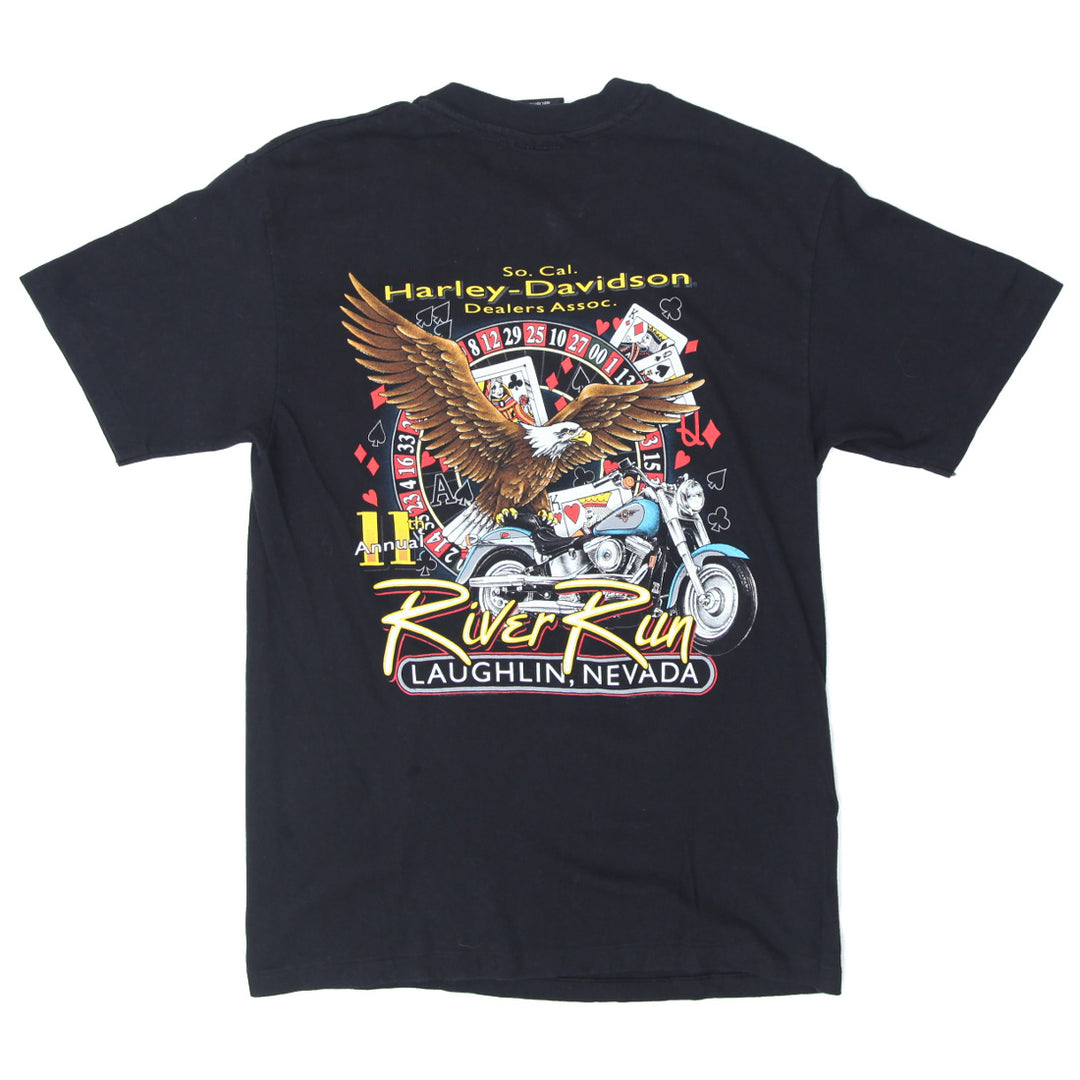 1993 Vintage Harley Davidson River Run Nevada T-Shirt S. Stitch Made In USA Black M