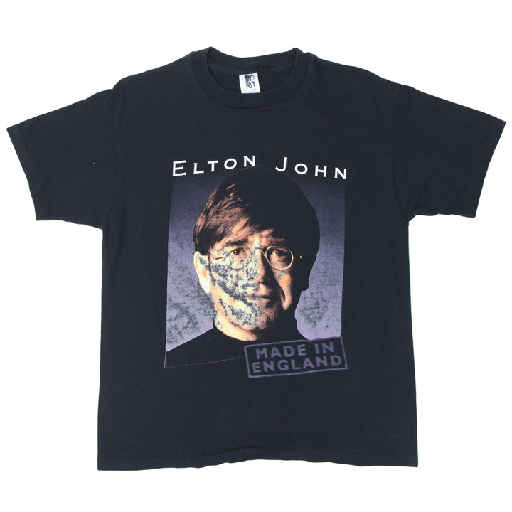 Vintage Elton John Made In England Tour T-Shirt Single Stitch Made In USA Black XL