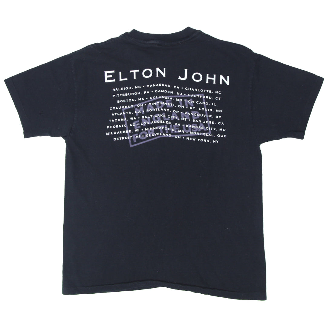 Vintage Elton John Made In England Tour T-Shirt Single Stitch Made In USA Black XL