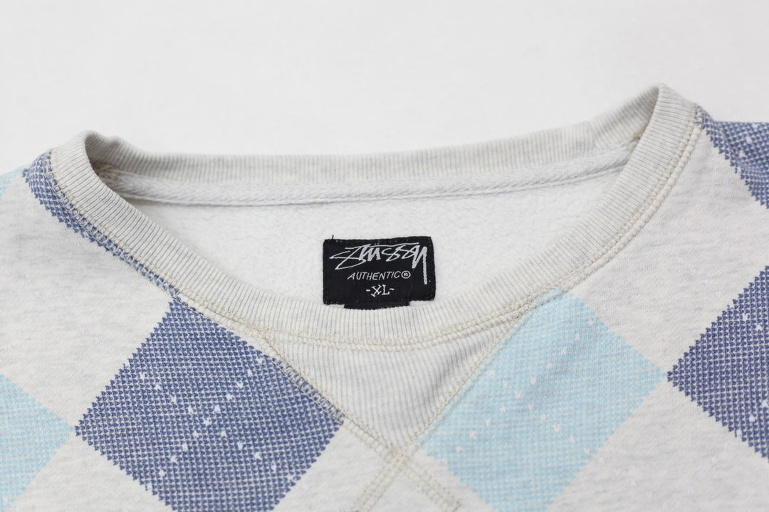 Vintage Stussy Argyle Crewneck Sweatshirt