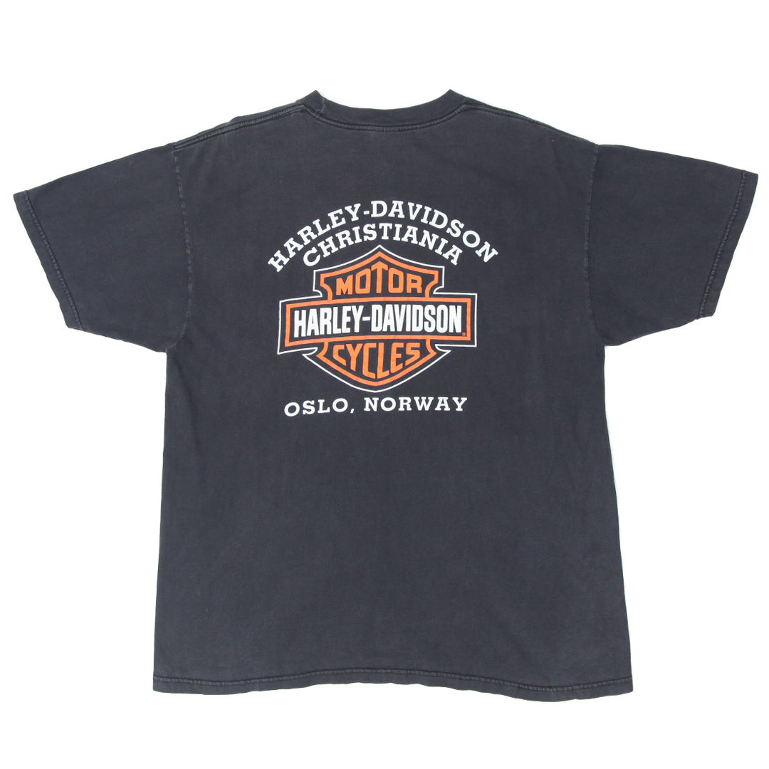 2001 Vintage Harley Davidson Christiania Norway T-Shirt Made In USA Black XL