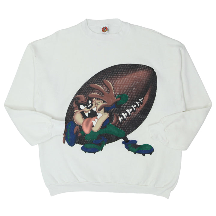 Vintage 1997 Looney Tunes Tazmanian Devil Football Ball Sweatshirt