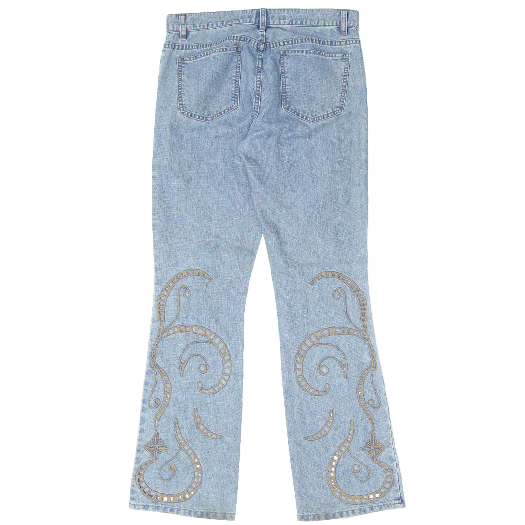 Ladies DKNY Embroidered Y2K Bootleg Denim Pants