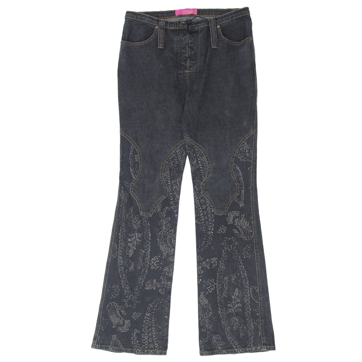 Y2K Lace Up Glittered Floral Bootleg Thalia Sodi Jeans