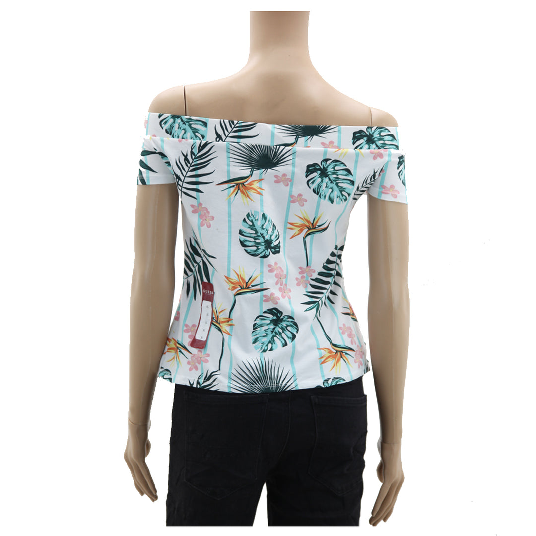 Ladies Guess Leaf Printed Off-Shoulder Top