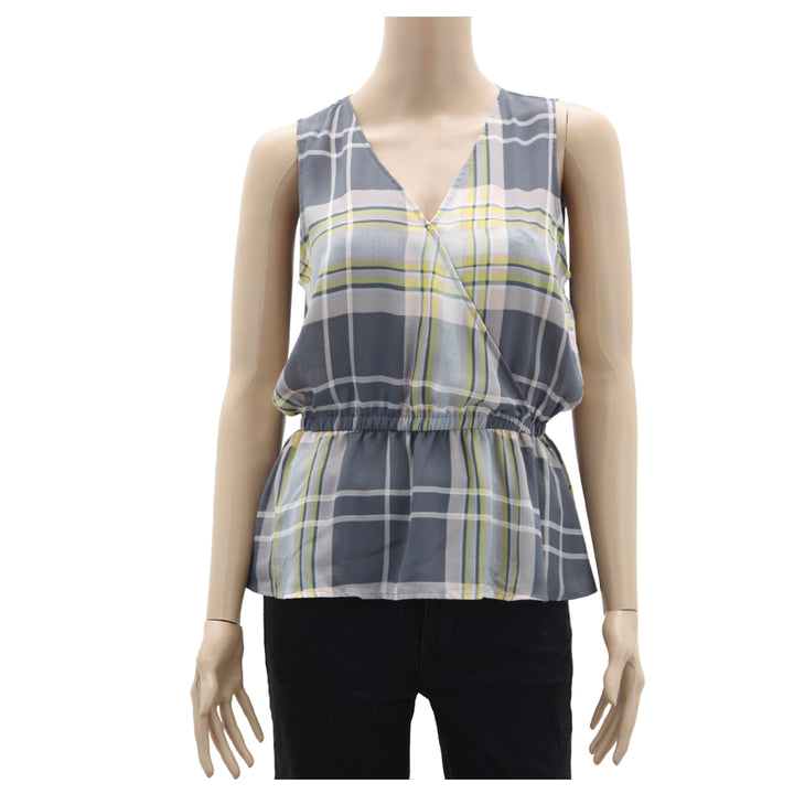 Ladies Loft Plaid Waist Elastic Sleeveless Top