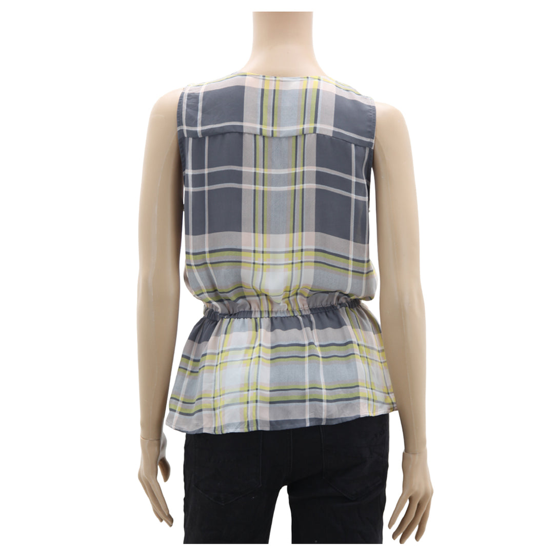 Ladies Loft Plaid Waist Elastic Sleeveless Top