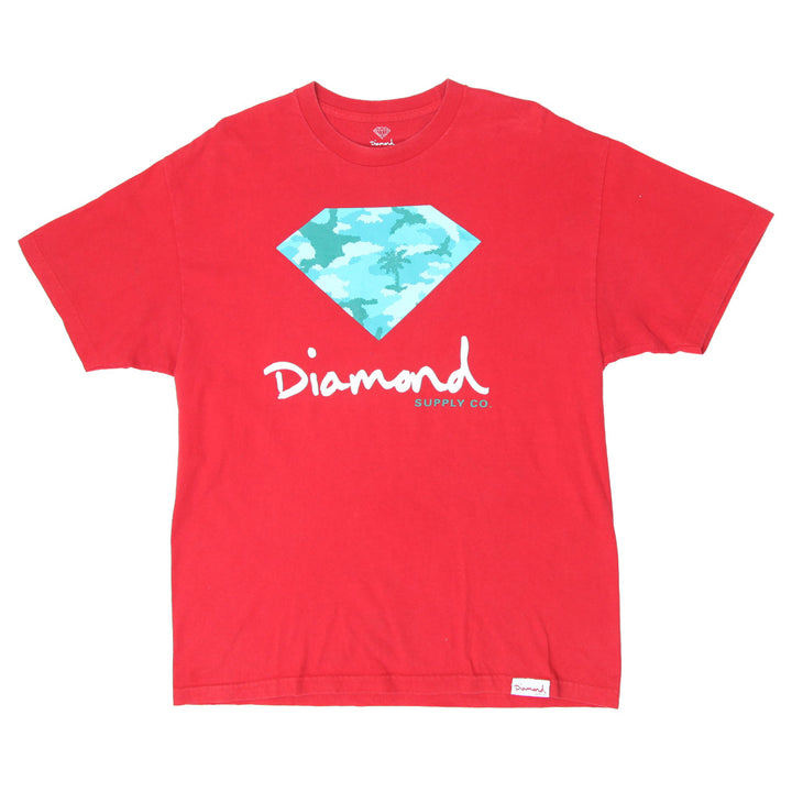 Retro Mens Diamond Supply Co. Red Crewneck T-Shirt