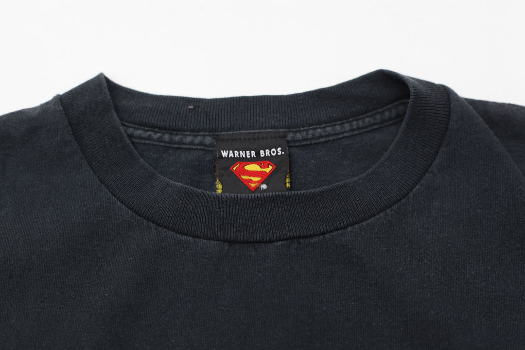 2003 Superman Fire T-Shirt Made in USA Black Warner Bros. Large