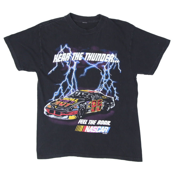 Vintage Nascar Hear The Thunder Feel The Roar T-Shirt Single Stitch Black