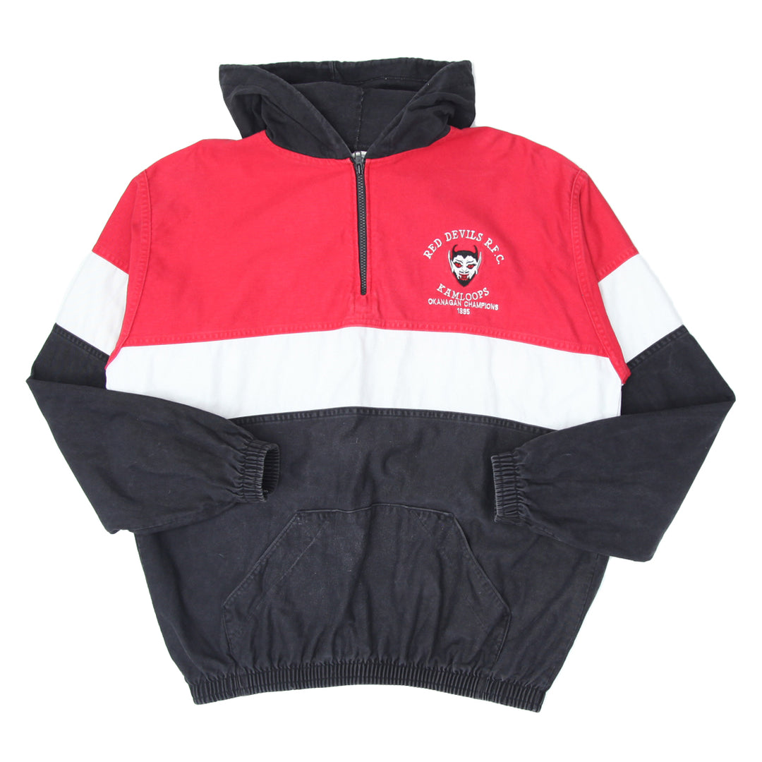 Vintage Barbarian Sportswear 1995 Red Devils RFC Kamloops Okanagan Champions Rugby Hoodie Jacket