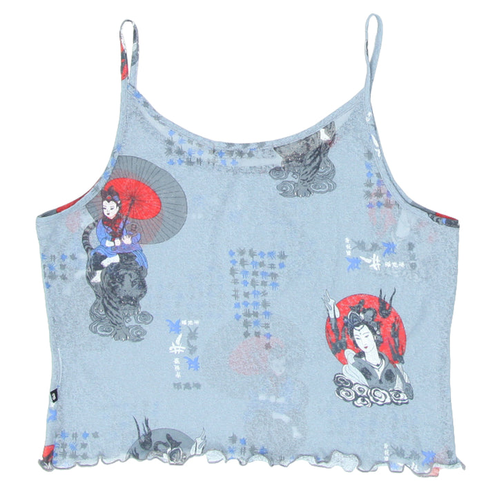 Y2K Ladies A.L Clothing Geisha Print Strappy Crop Top