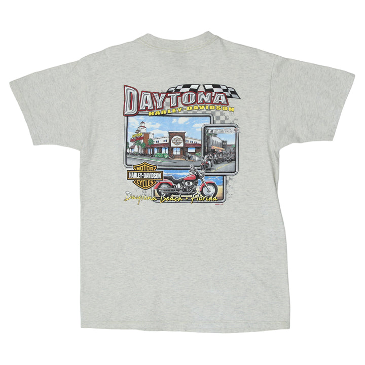 2001 Vintage Harley Davidson Daytona Beach Florida T-Shirt Gray Large