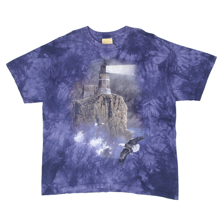 Vintage The Mountain Lighthouse Eagle Tie Dye T-Shirt Purple XXL