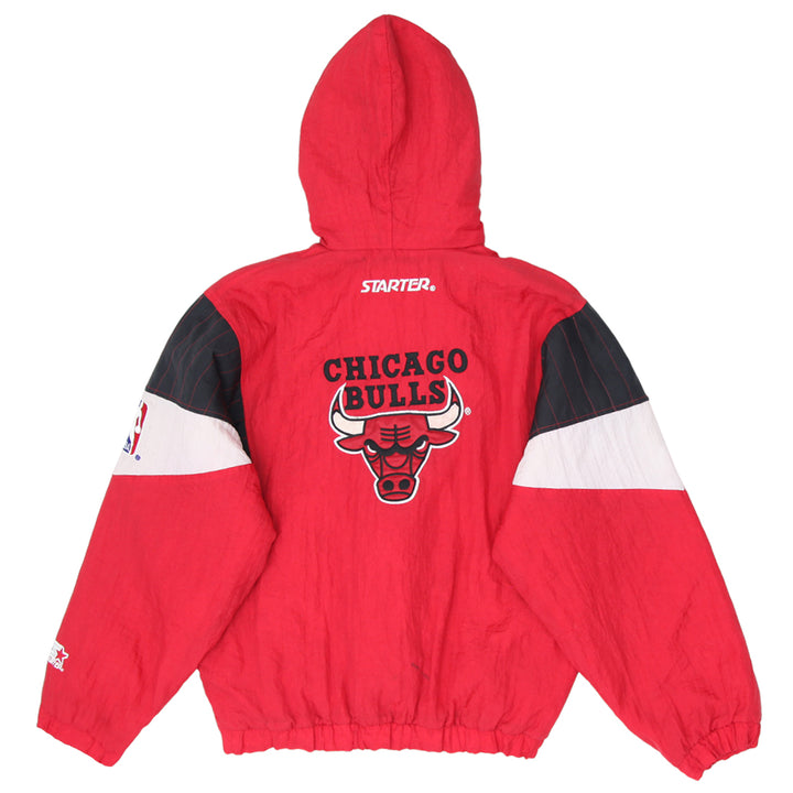 Vintage Starter Chicago Bulls Quilted 1/2 Zip Winbreaker Hoodie