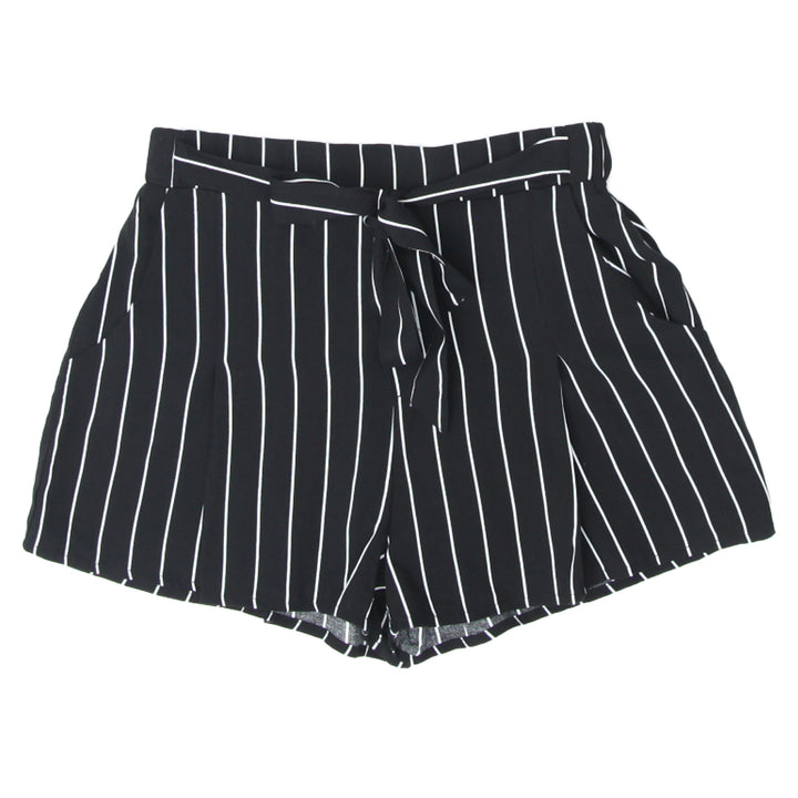 Ladies Revamped Black & White Stripe Shorts