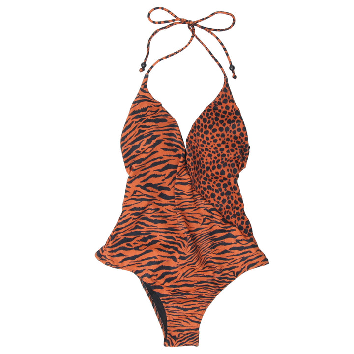 Ladies Victoria's Secret Tiger Print One Piece Halter Bodysuit