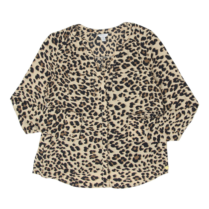 Ladies Guess Leopard Print Long Sleeve Blouse