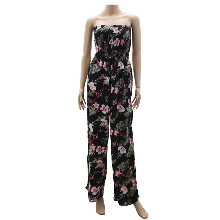 Ladies Lily Morgan Strapless Smocked Floral Jumpsuit