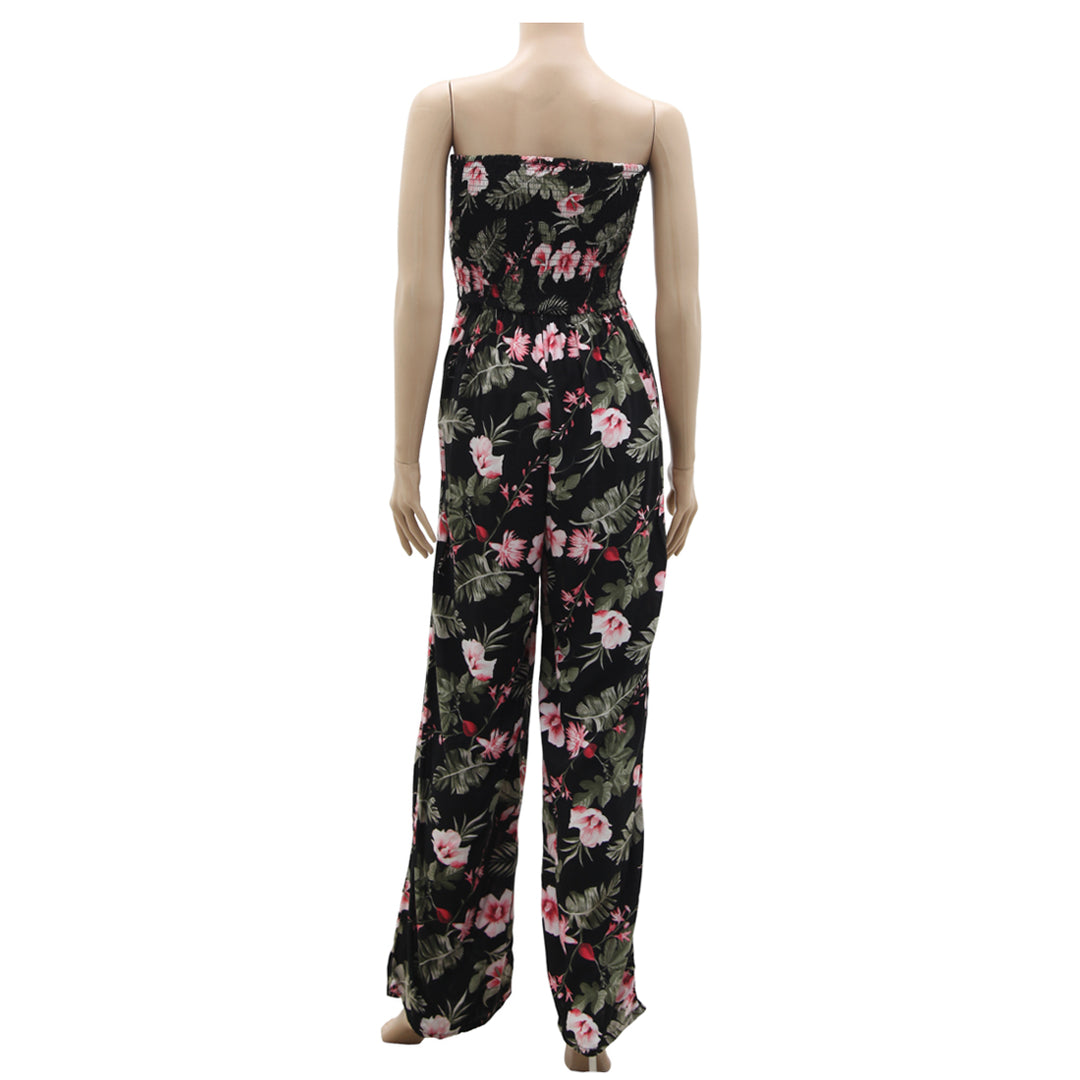 Ladies Lily Morgan Strapless Smocked Floral Jumpsuit