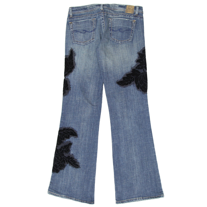 Y2K Ladies Floral Velvet Patched Bootleg Candie's Jeans