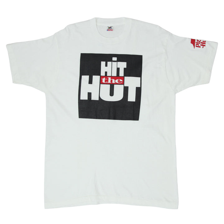 Vintage Pizza Hut 'Hit The Hut' T-Shirt Single Stitch Made in USA White XXL