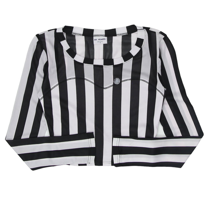 Ladies LA Hearts Black & White Stripe Crop Top