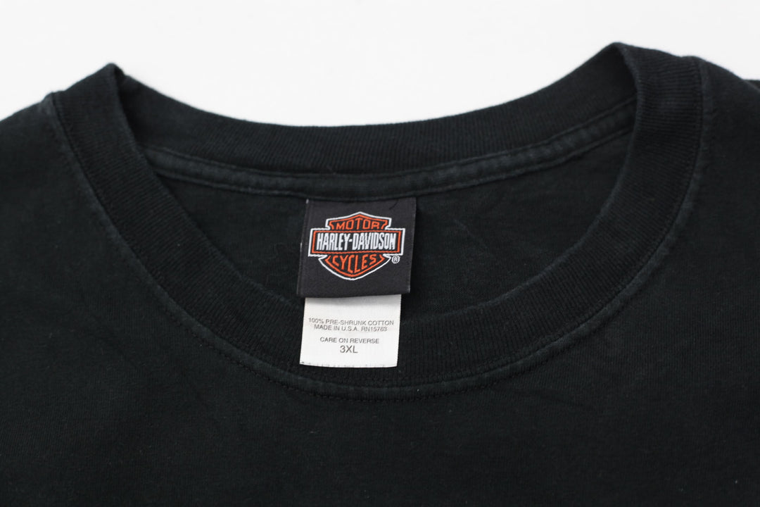 Vintage Harley Davidson Pierce Illinios Pocket T-Shirt Made in USA Black 3XL