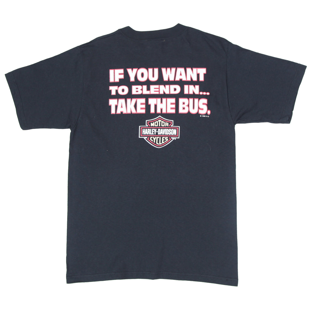 1996 Vintage Harley Davidson 'If You Want To Blend In, Take The Bus' T-Shirt Made in USA