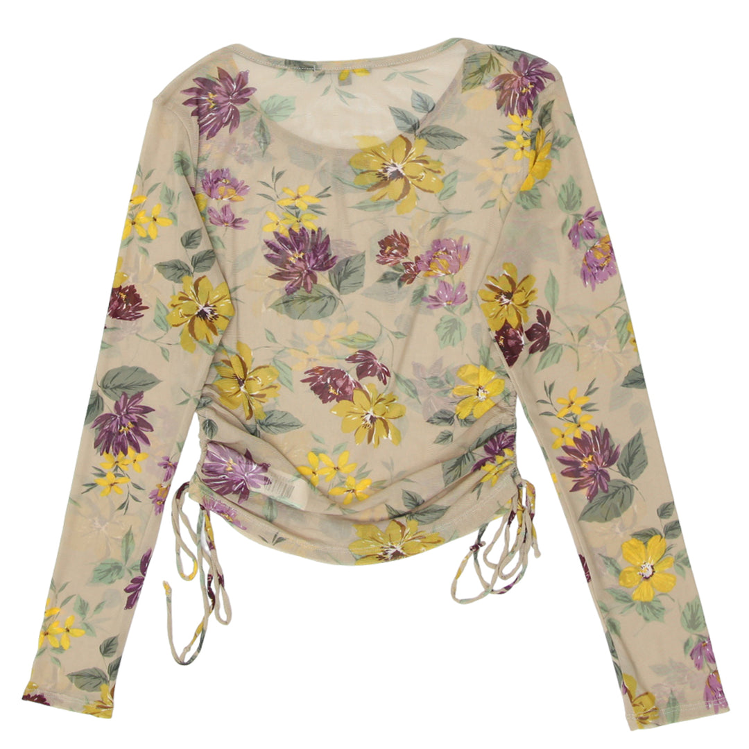 Ladies Ambiance Mesh Floral Long Sleeve Top