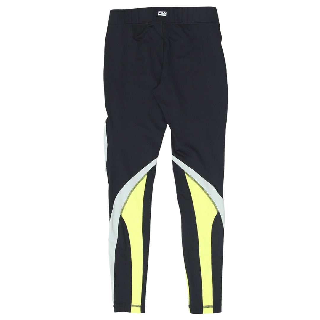 Ladies FILA Sport Yellow Stripe Black Exercise Pants