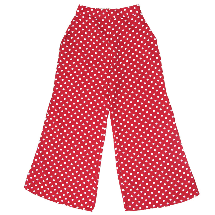 Ladies Red Polka Dot Wide Leg Pants