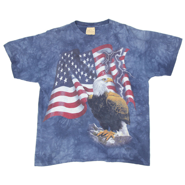 2001 Vintage The Mountain USA Flag Eagle Tie Dye T-Shirt Large