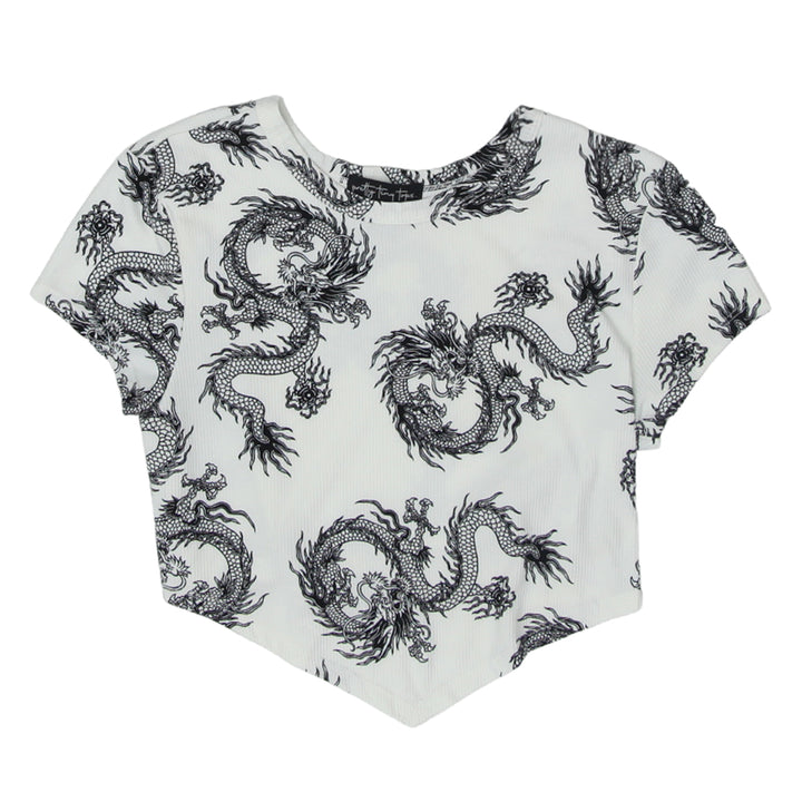 Ladies Pretty Tiny Tops Dragon Print Crop Top