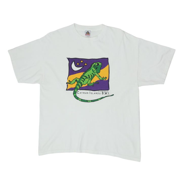 1997 Vintage Cayman Island BWI Gecko Lizard T-Shirt White XL