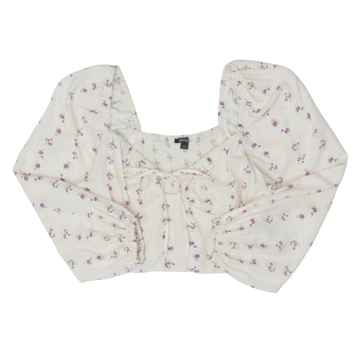 Ladies Wild Fable Floral Long Sleeve Crop Top